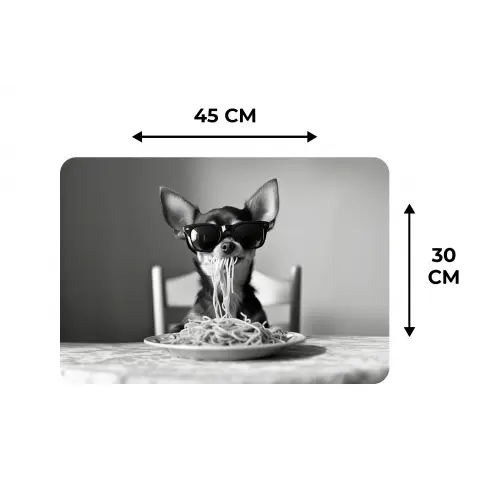 Chihuahua - Hond - Zonnebril - Humoristisch - Zwart - Wit - Spaghetti Placemat vinyl groot -specs