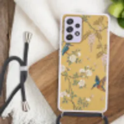 IJsvogels - Bloesem - Geel Hoesje Samsung Galaxy A52 5G met koord klein -sfeer4