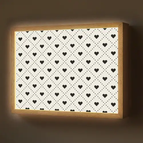 Hart - Vierhoek - Wit - Zwart Light Box met batterij (Wandlamp) middel 907 -z3d_website