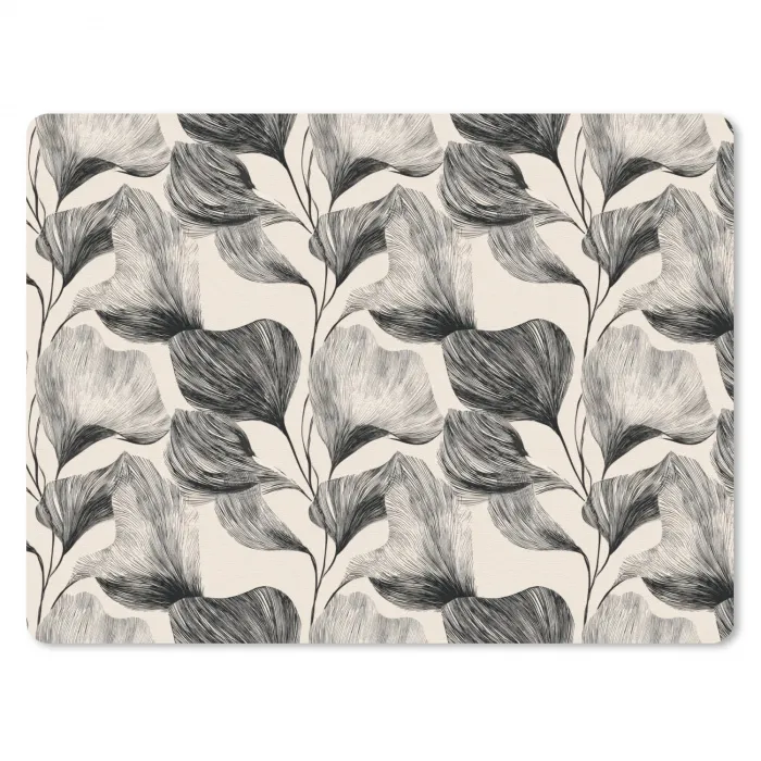 Botanisch - Bladeren - Zwart muismat rubber klein 262 -3d