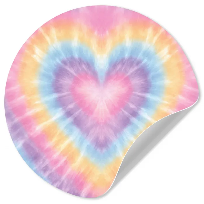 Hartvorm - Pastelkleuren - Tie Dye Wandcirkel behangsticker klein -3d