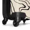 Beige achtergrond met abstracte zwarte lijnen NBS - Handbagage koffer - Kinderen Unisex middel -wiel