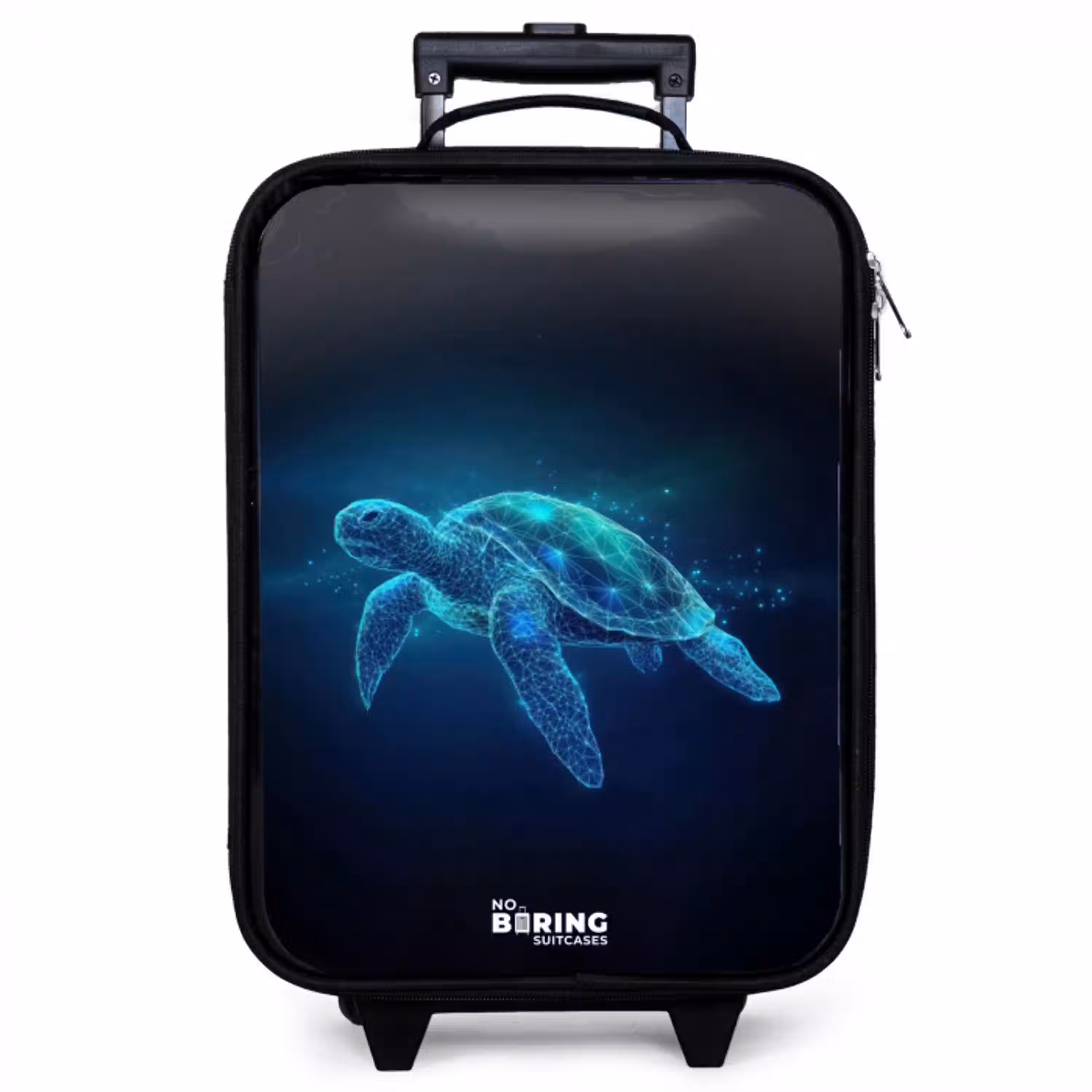 Lichtgevende schildpad in digitale oceaan Kinderkoffer - Zwart klein -zzz_website3d