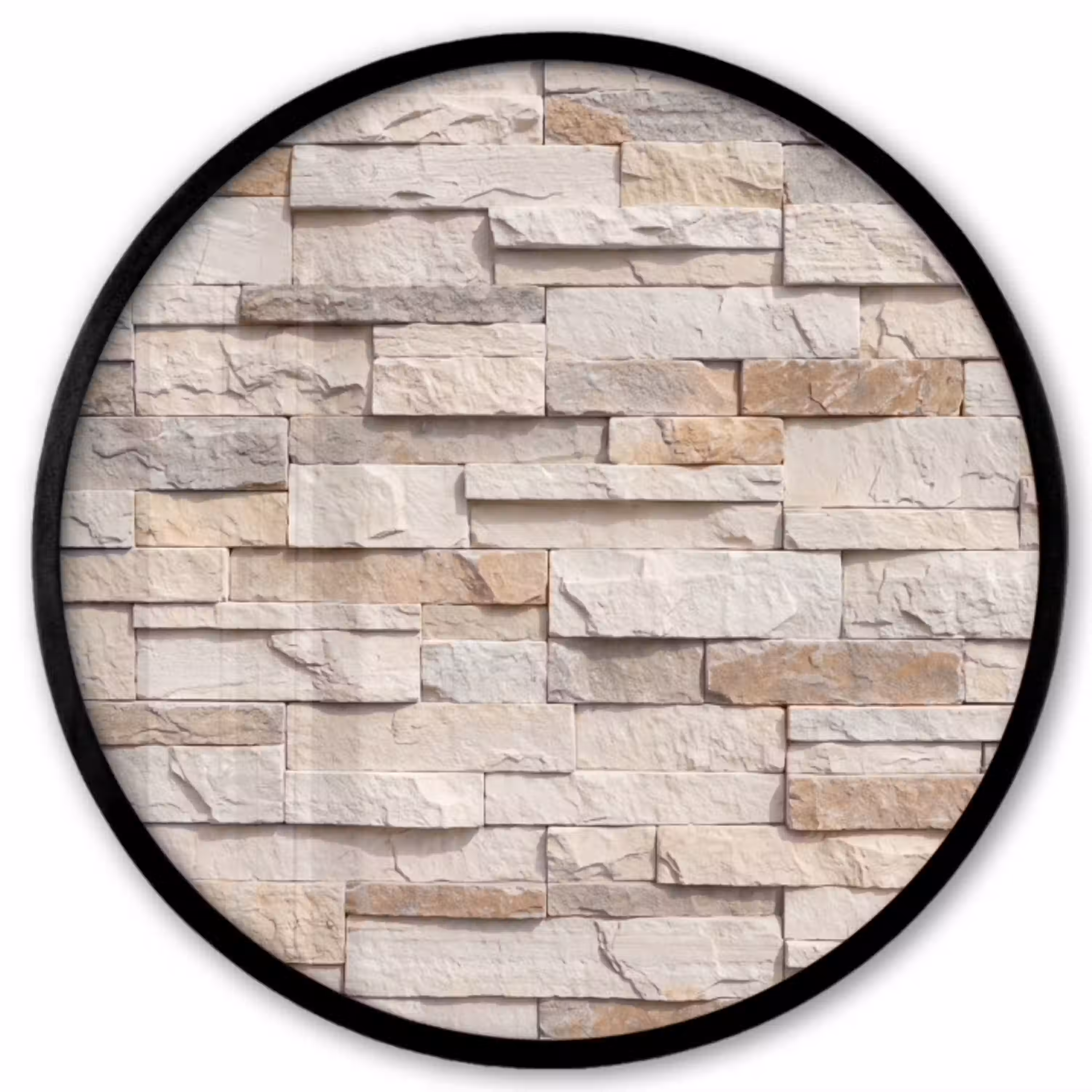 Steen - Muur - Textuur - Rustiek - Beige Fotolijst rond zonder passe partout klein -3d