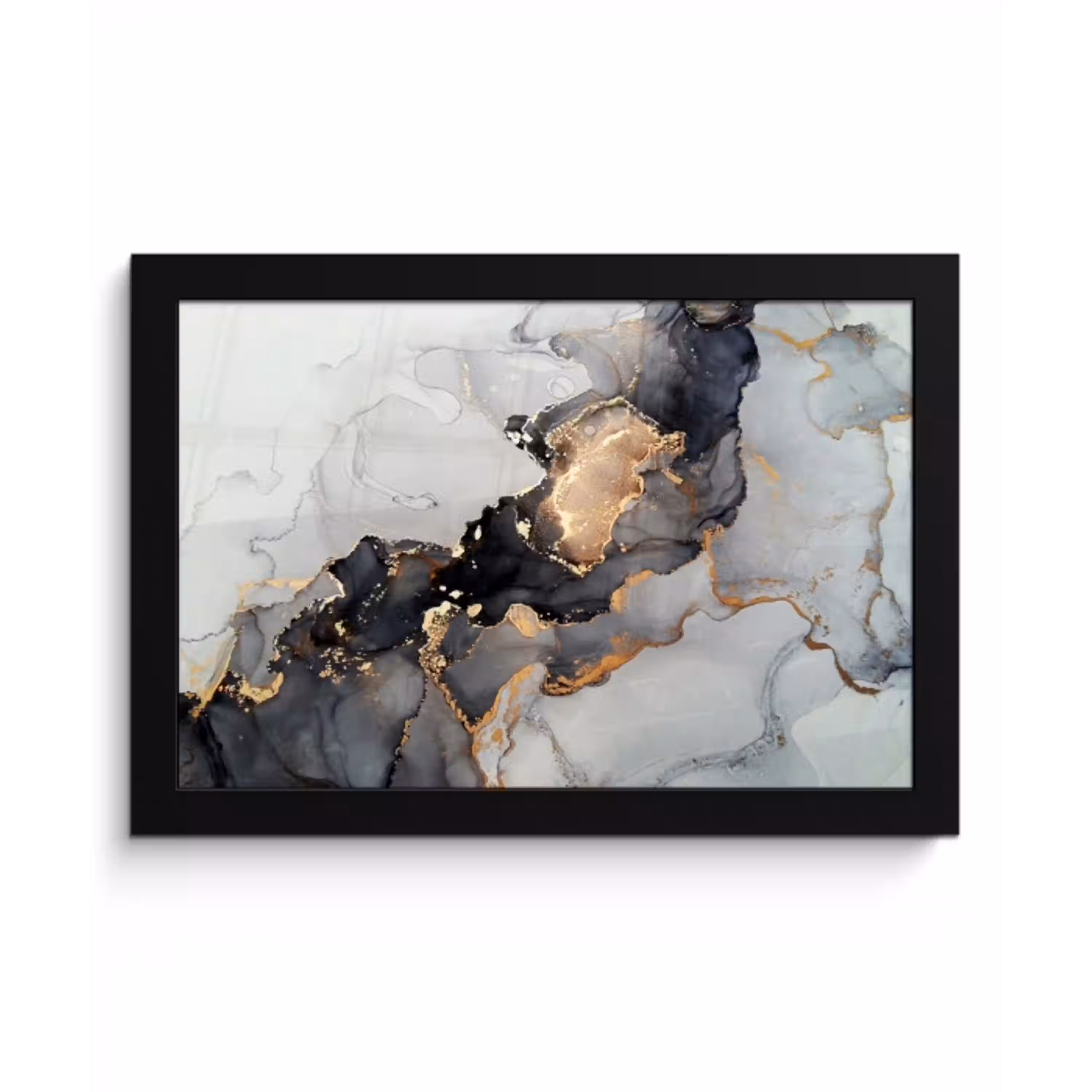 Zwart - Marmer - Luxe - Goud fotolijst zwart zonder passe partout klein -3d