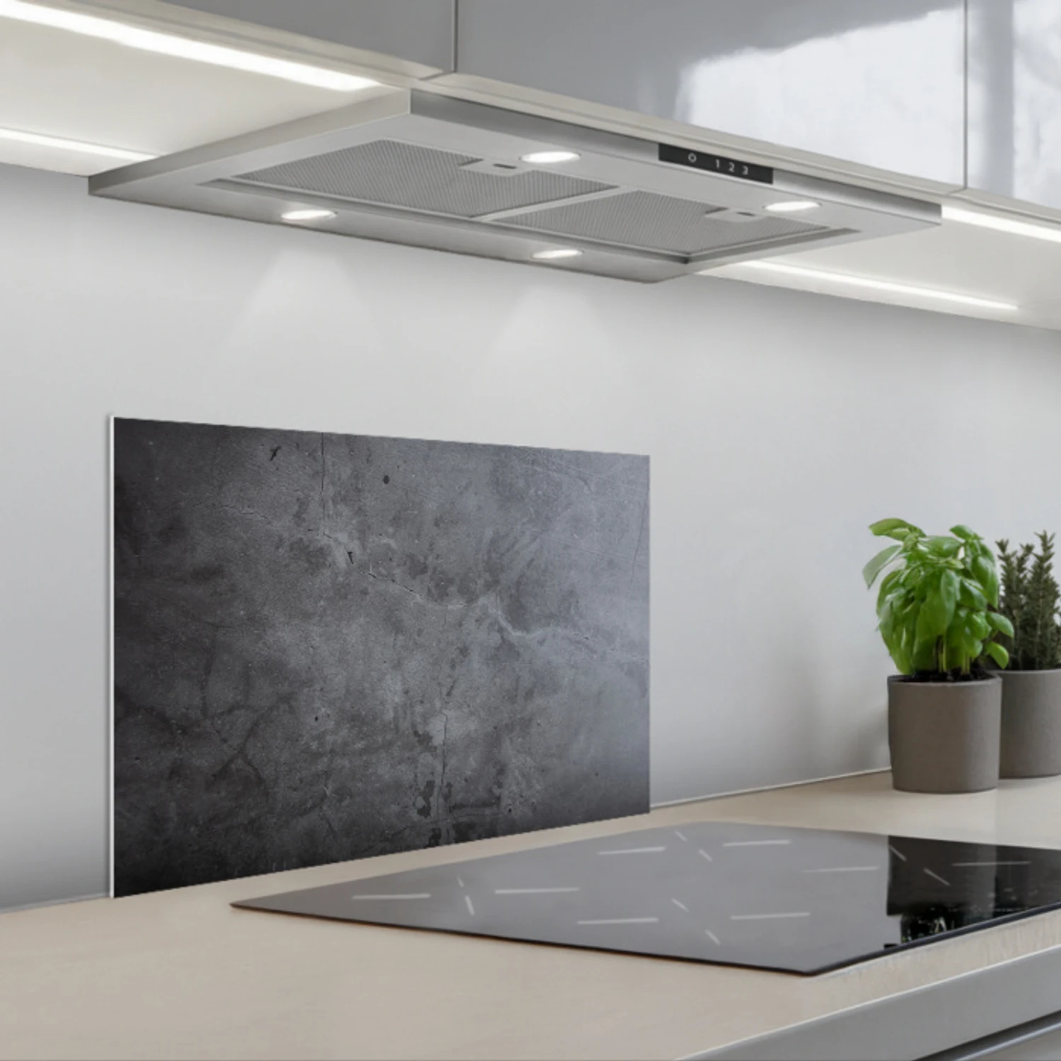 Industrieel - Beton - Grijs - Leisteen - Retro keuken achterwand spatscherm klein -3d_schuin
