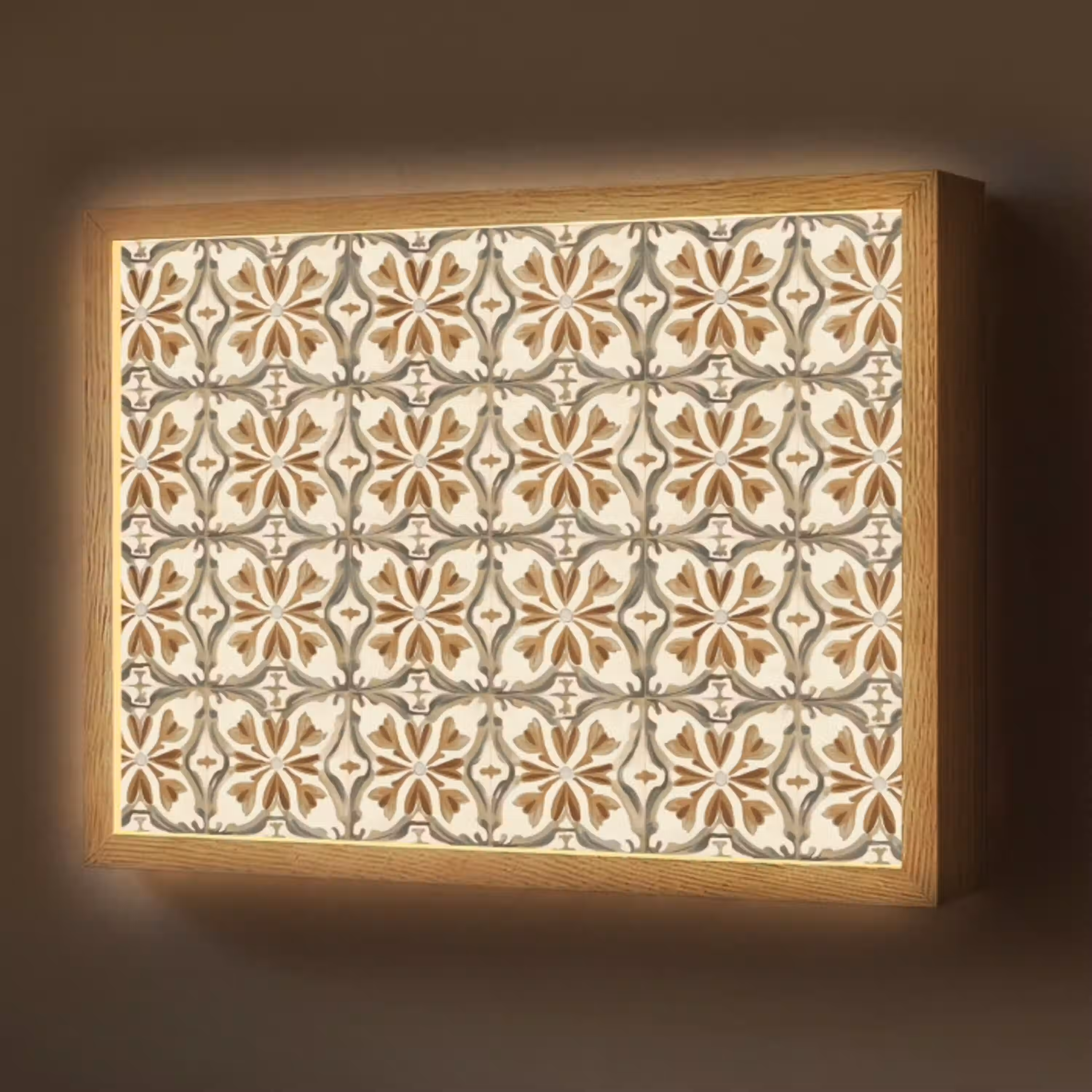 Siertegel - Patroon - Bruin Light Box met batterij (Wandlamp) middel 907 -z3d_website