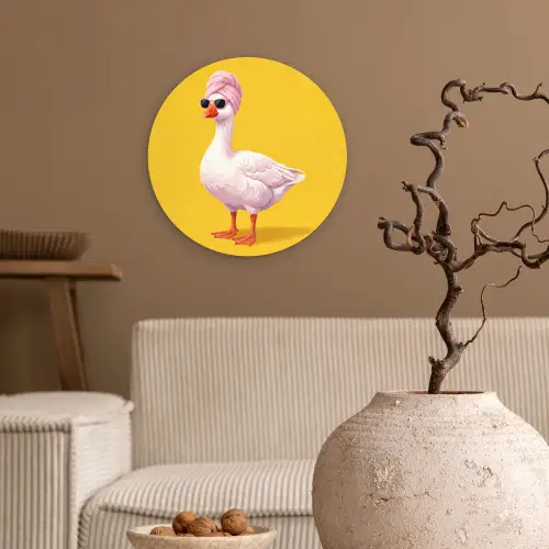 Eend - Zonnebril - Geel Wandcirkel kunststof plaat 5mm dik klein -sfeer1