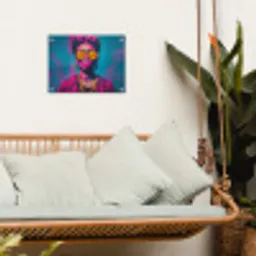 Vrouw - Kauwgom - Zonnebril - Oranje tuinposter los doek klein -sfeer7