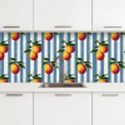 Strepen - Citroen - Blauw keuken achterwand 2 middel 871 -3d