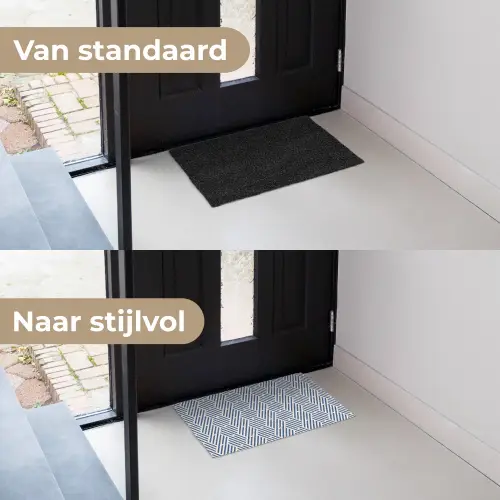 Crème - Blauw - Strepen - Patroon Deurmat klein 898 -voor-na_NL