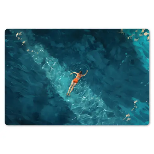 Vrouw - Water - Bikini - Oranje Placemat vinyl groot -zzsfeer1_Kitchenyeah-website