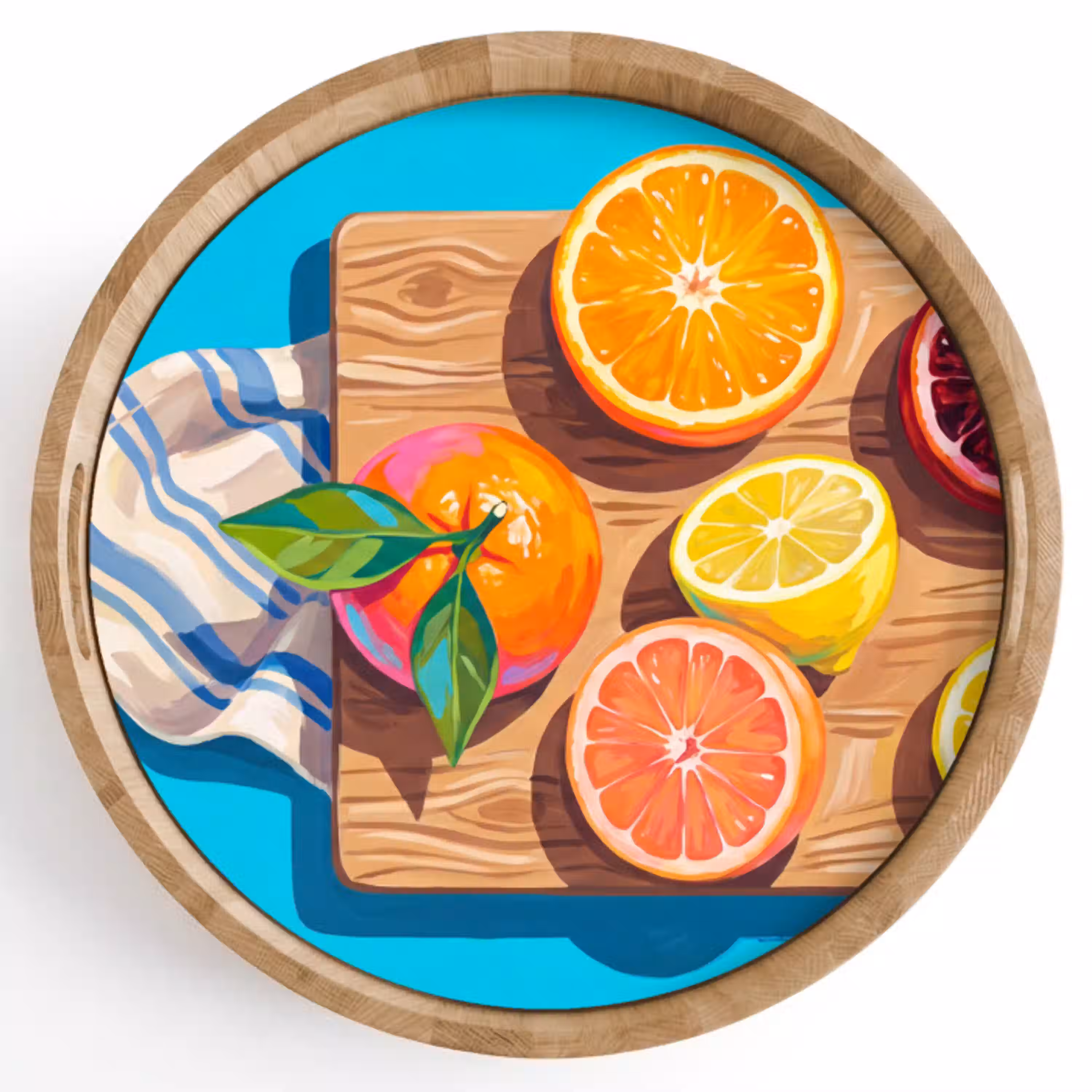 Fruit - Snijplank - Blauw Dienblad Rond middel -z3d_shopping