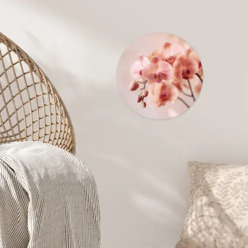 Orchidee - Bloemen - Roze - Bloemblaadjes Wandcirkel behangsticker klein -sfeer4