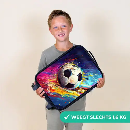 Neon - Voetbal - Kleurrijk Kinderkoffer - Zwart klein -sfeer4_NL