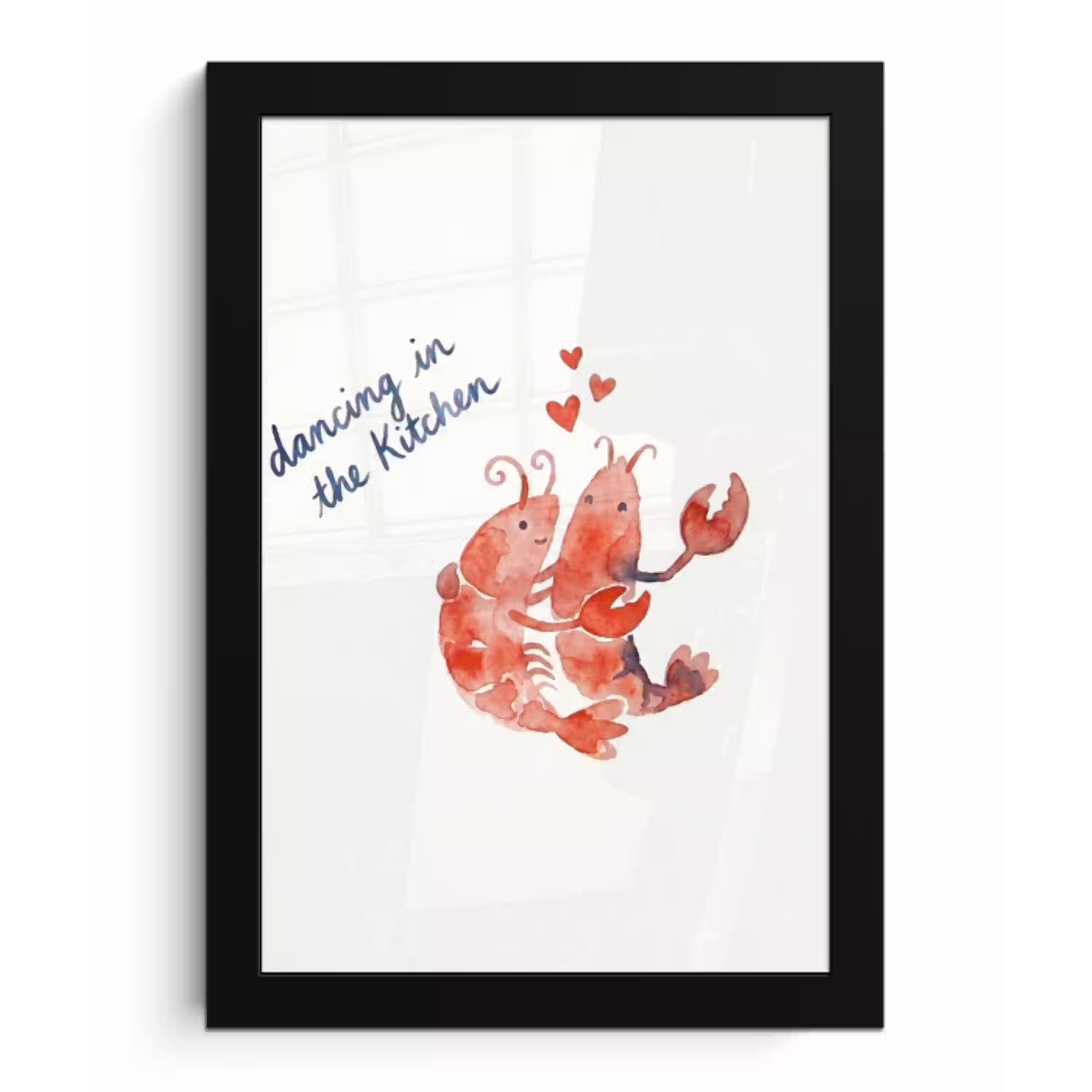 Dier - Dans - Liefde - Waterverf - Rood fotolijst zwart zonder passe partout klein -3d