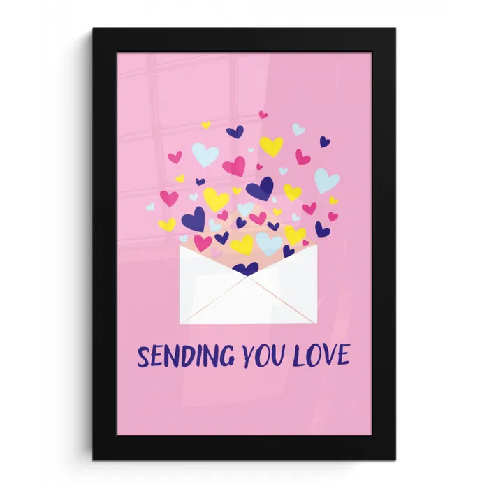 Envelop - Love - Hartjes - Valentijn fotolijst zwart zonder passe partout klein -3d