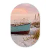 Rustiek - Roeiboot - Zandstrand Wandcirkel Ovaal Forex klein -3d