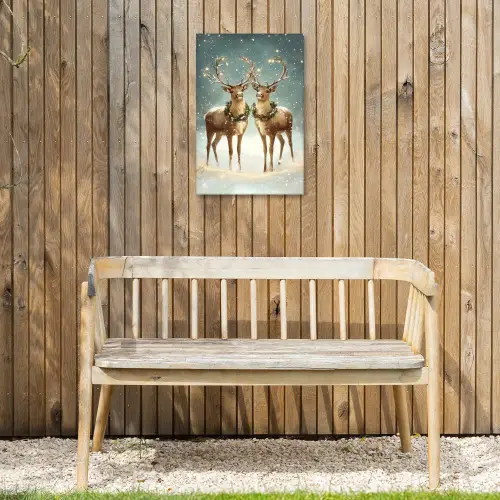 Kerstmagie - Winterwoud - Rendier Tuinposter op houten frame 2 cm dik klein -sfeer4
