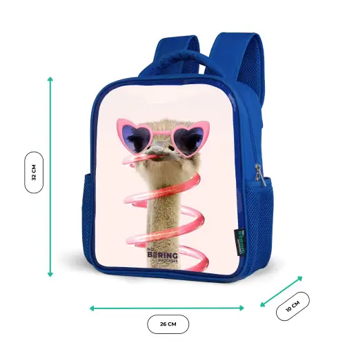 Sierk Struisvogel Roze Kinderrugzak - Blauw middel -productfoto_formaten