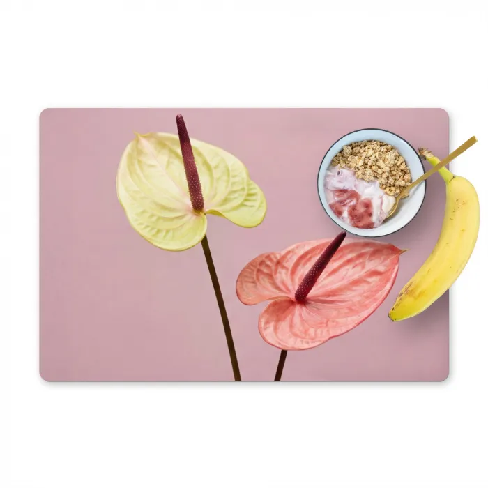 Bloemen - Anthuriums - Geel - Roze Placemat vinyl groot -zzzproduct_Kitchenyeah-website