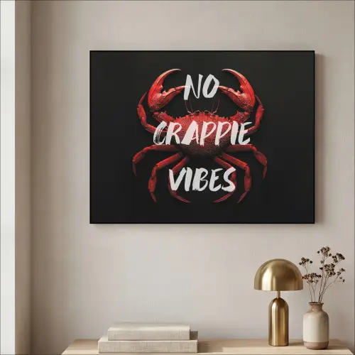 Krab - Rood - Tekst - Zwart Textielframe zwart klein -sfeer2