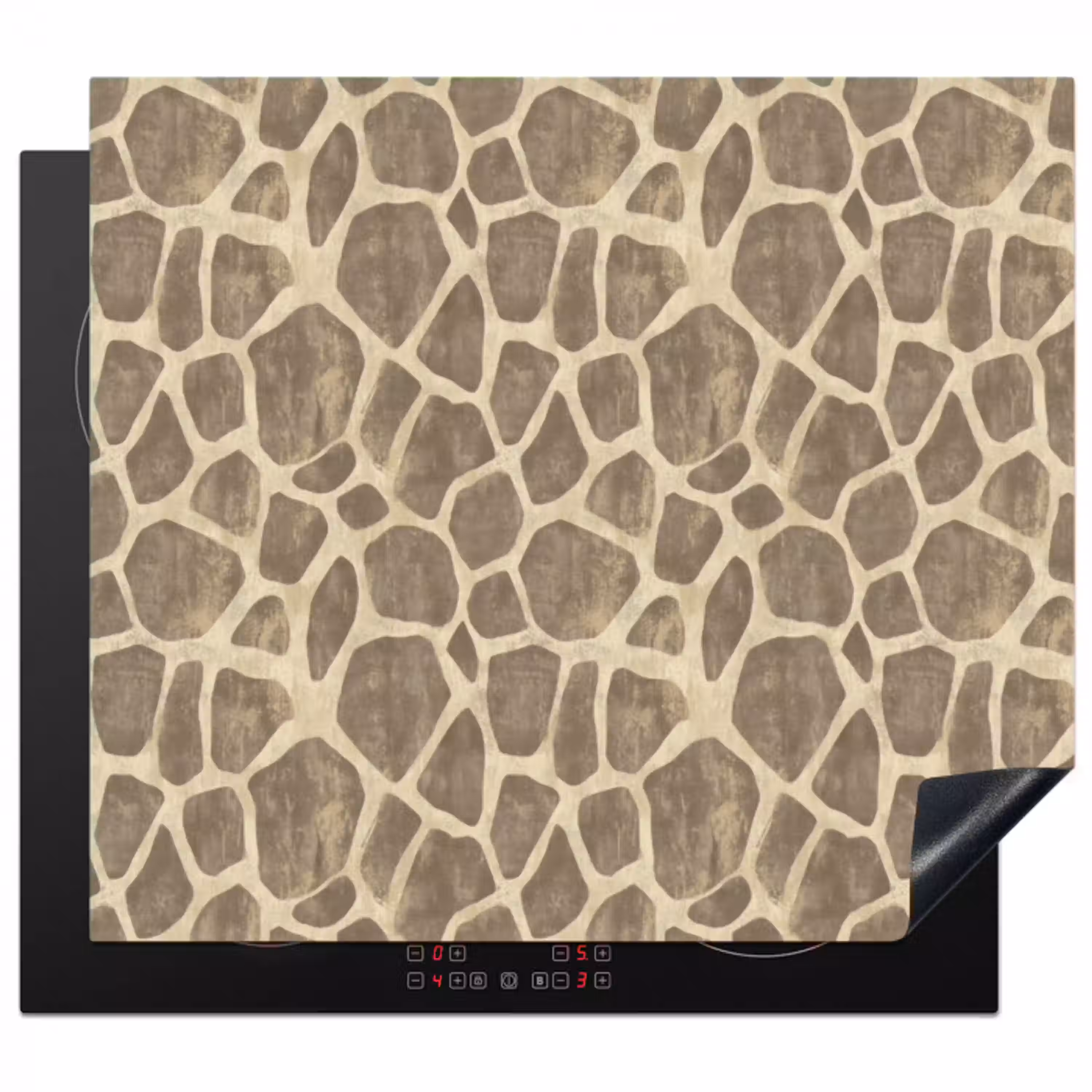 Giraf - Patroon - Beige - Bruin Inductie beschermer vinyl 3mm middel 274 -3d