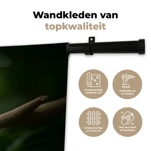 Vogel - Tak - Geel - Bladeren Wandkleed katoen klein -sfeer2
