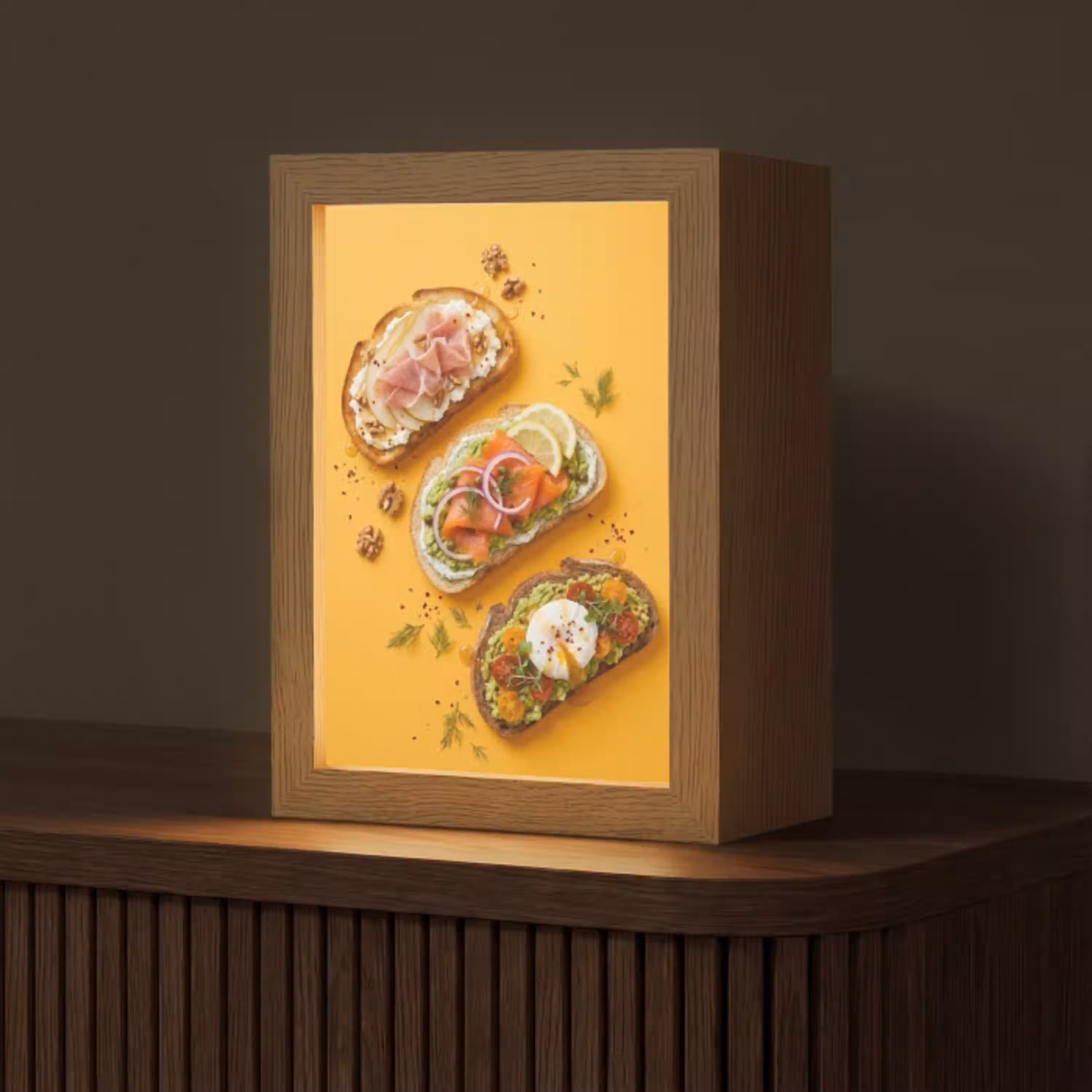 Eten - Brood - Ontbijt - Modern - Kleurrijk Light Box met kabel (Tafellamp) klein -z3d_website