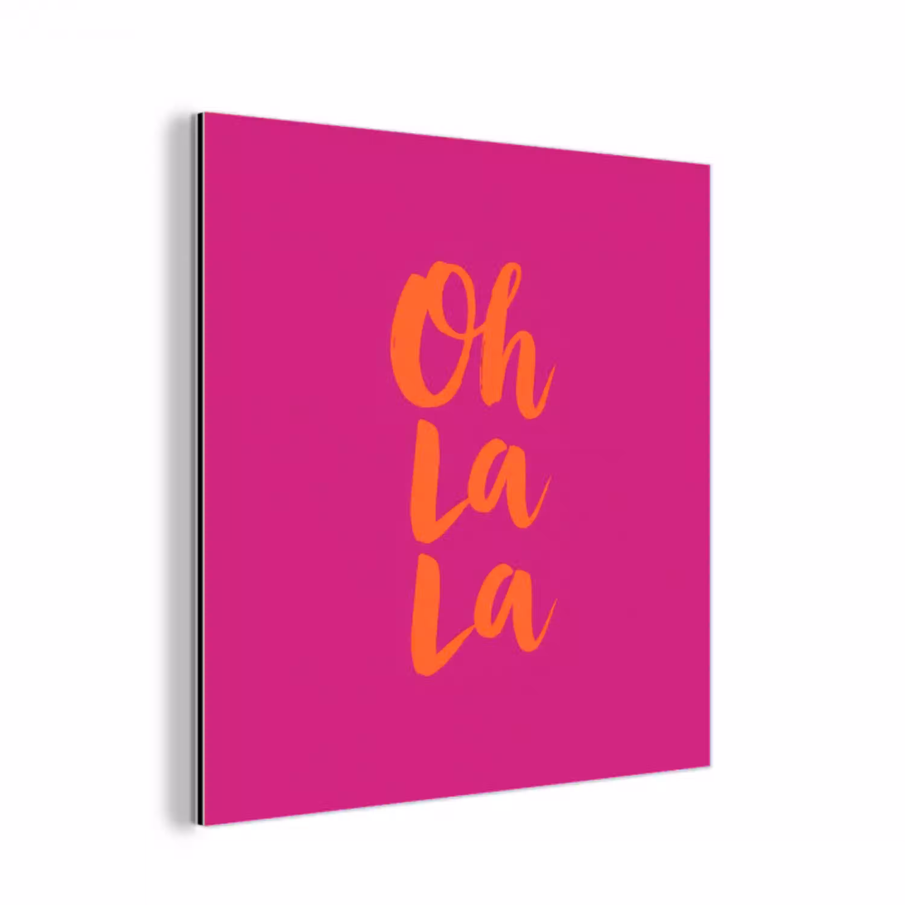 Oh la la - Roze - Oranje - Minimalistisch aluminium wit klein -3d