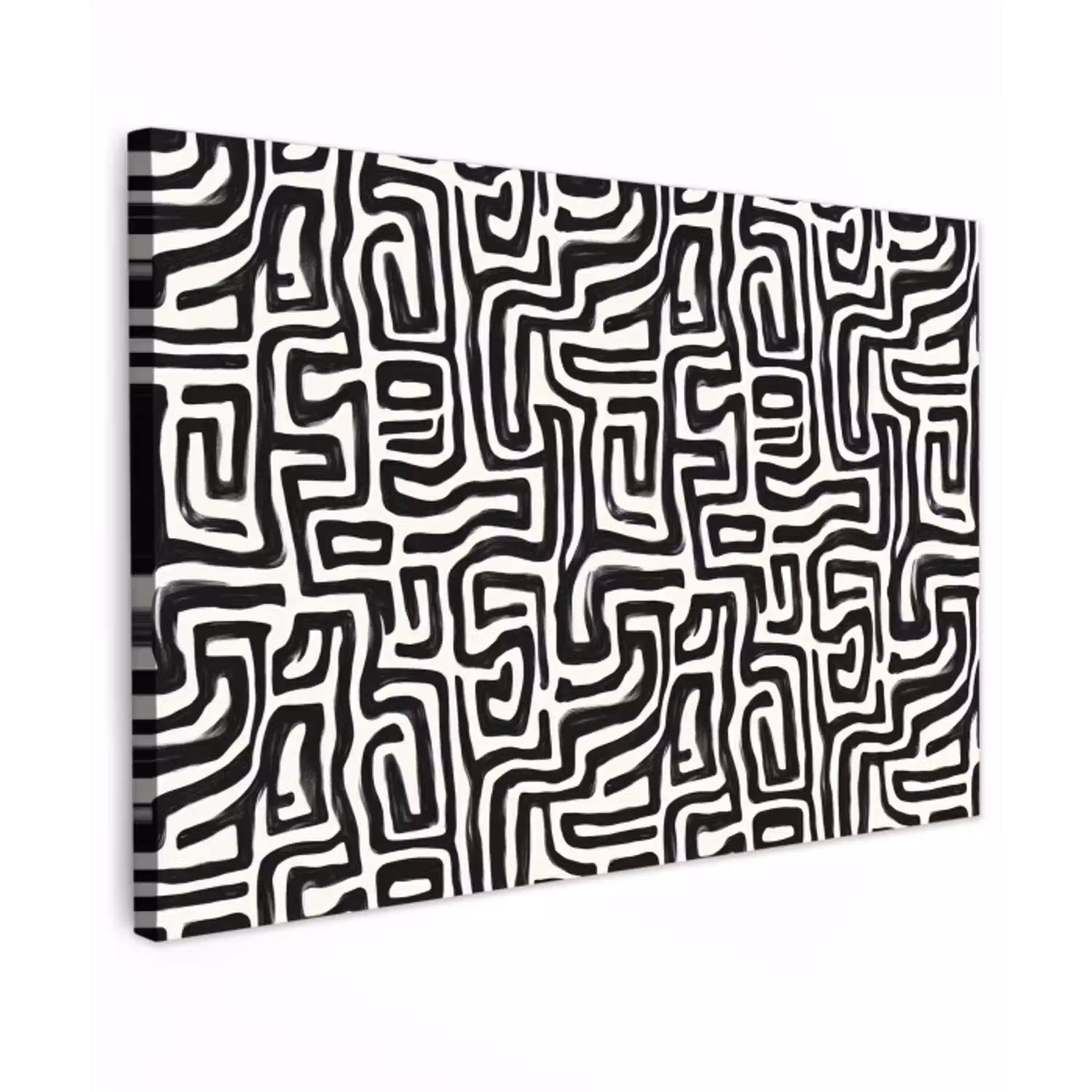 Grafisch - Lijnen - Zwart - Wit canvas 2cm klein 34 -z3d