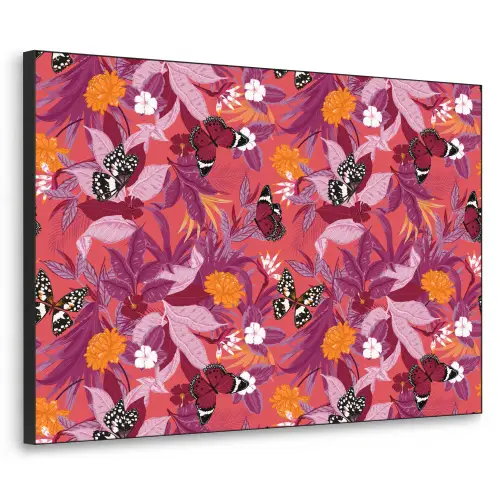 Zomer - Vlinder - Donker - Roze Textielframe - compleet frame klein 947 -3d