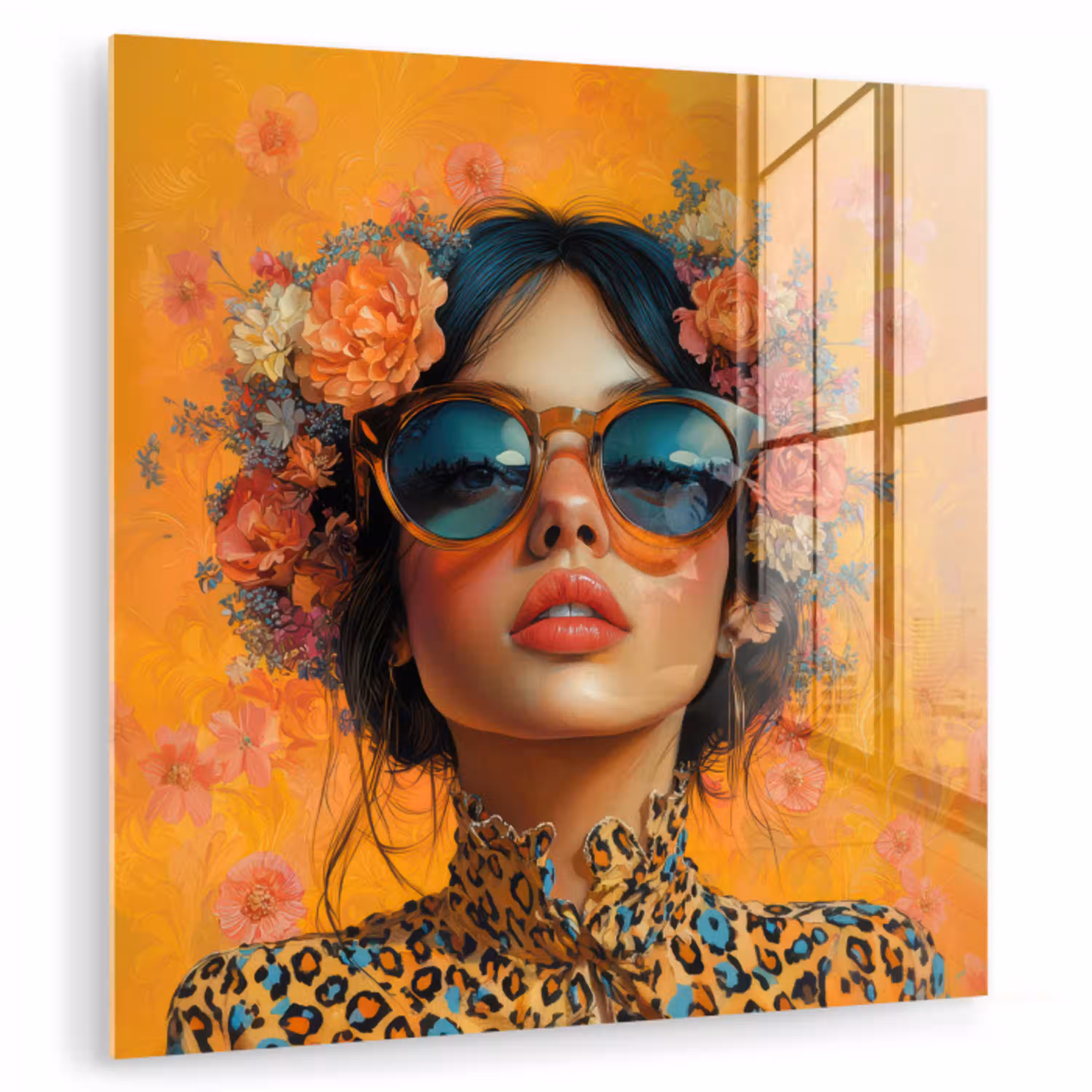 Vrouw - Bloemen - Aesthetic - Oranje plexiglas 5mm klein -zzzproduct_nieuw