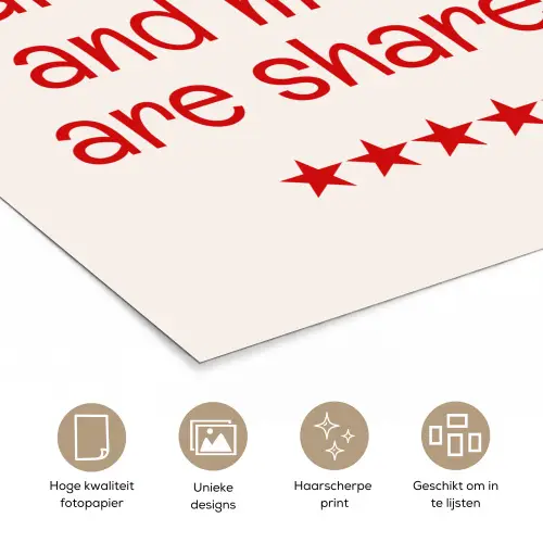 Quote - Sterren - Rood - Memories poster papier klein -closeup_NL