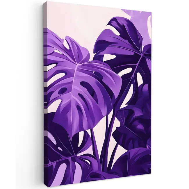 Bladeren - Paars - Tropisch - Abstract Tuinposter op houten frame 2 cm dik klein -3d