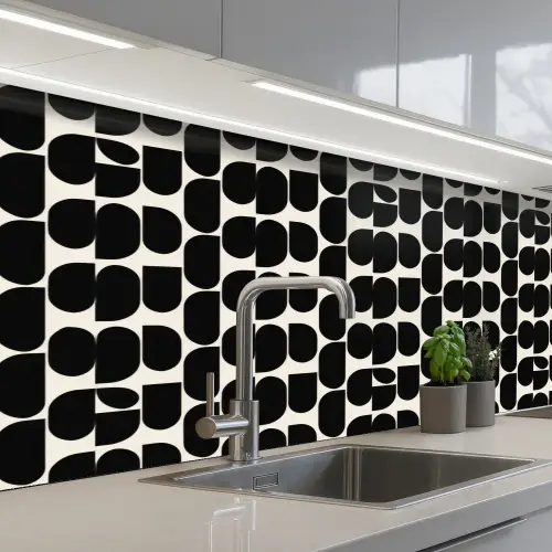 Modern - Patroon - Zwart keuken achterwand 2 middel 871 -3d_schuin