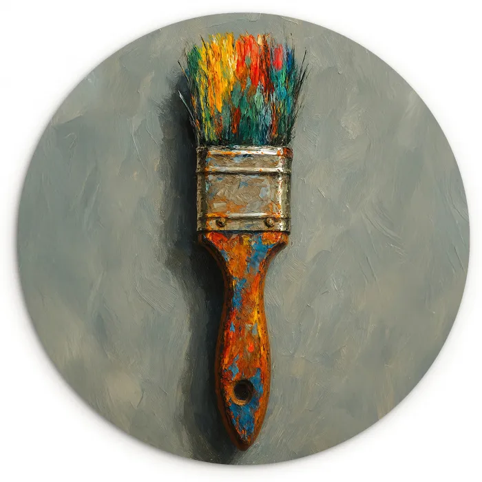 Verf - Kwast - Schilderij Wandcirkel kunststof plaat 5mm dik klein -3d