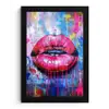 Graffiti - Lippen - Felroze - Geschilderd fotolijst zwart zonder passe partout klein -3d