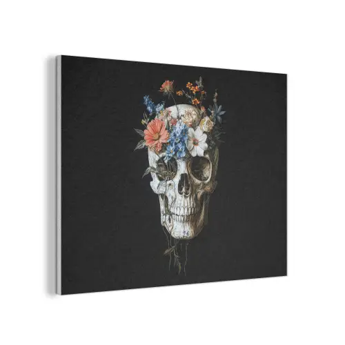 Bloemen - Schedel - Kleurrijk PET vilt klein -3d
