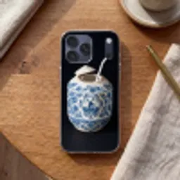 Kokosnoot - Eten - Delfts blauw - Drinken Telefoonhoesje iPhone 17 Pro Max klein -sfeer1