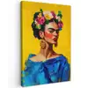 Frida Kahlo - Vrouw - Geel - Blauw - Bloemen canvas 2cm klein -z3d