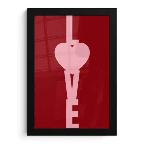 Love - Hart - Rood fotolijst zwart zonder passe partout klein -3d