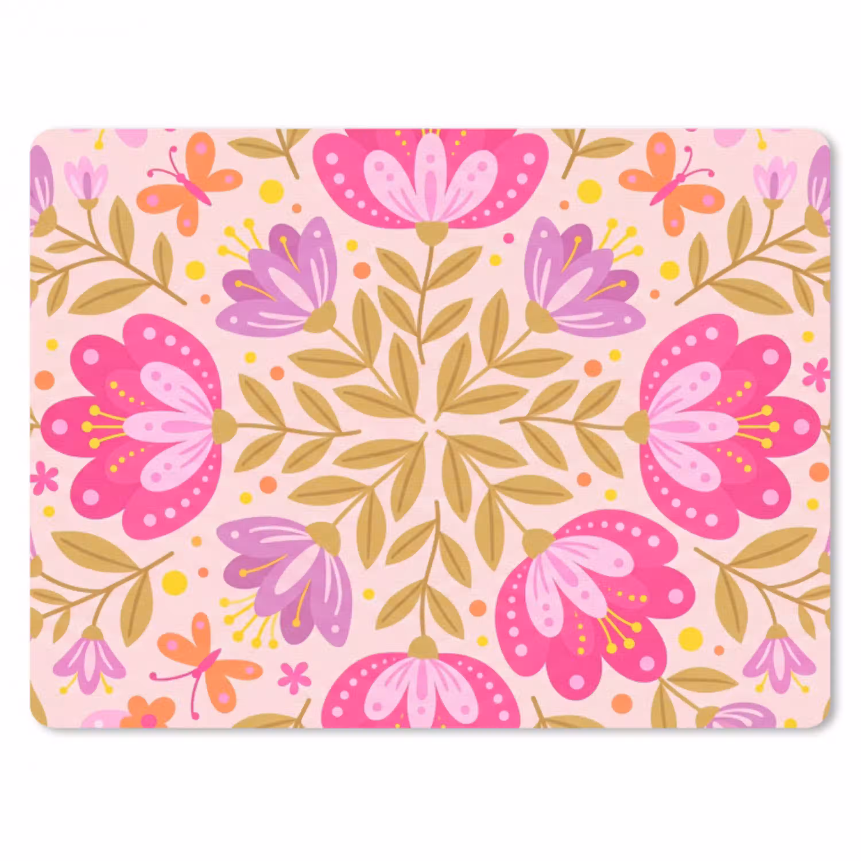 Bloemen - Patroon - Natuur - Abstract - Roze muismat rubber klein -3d