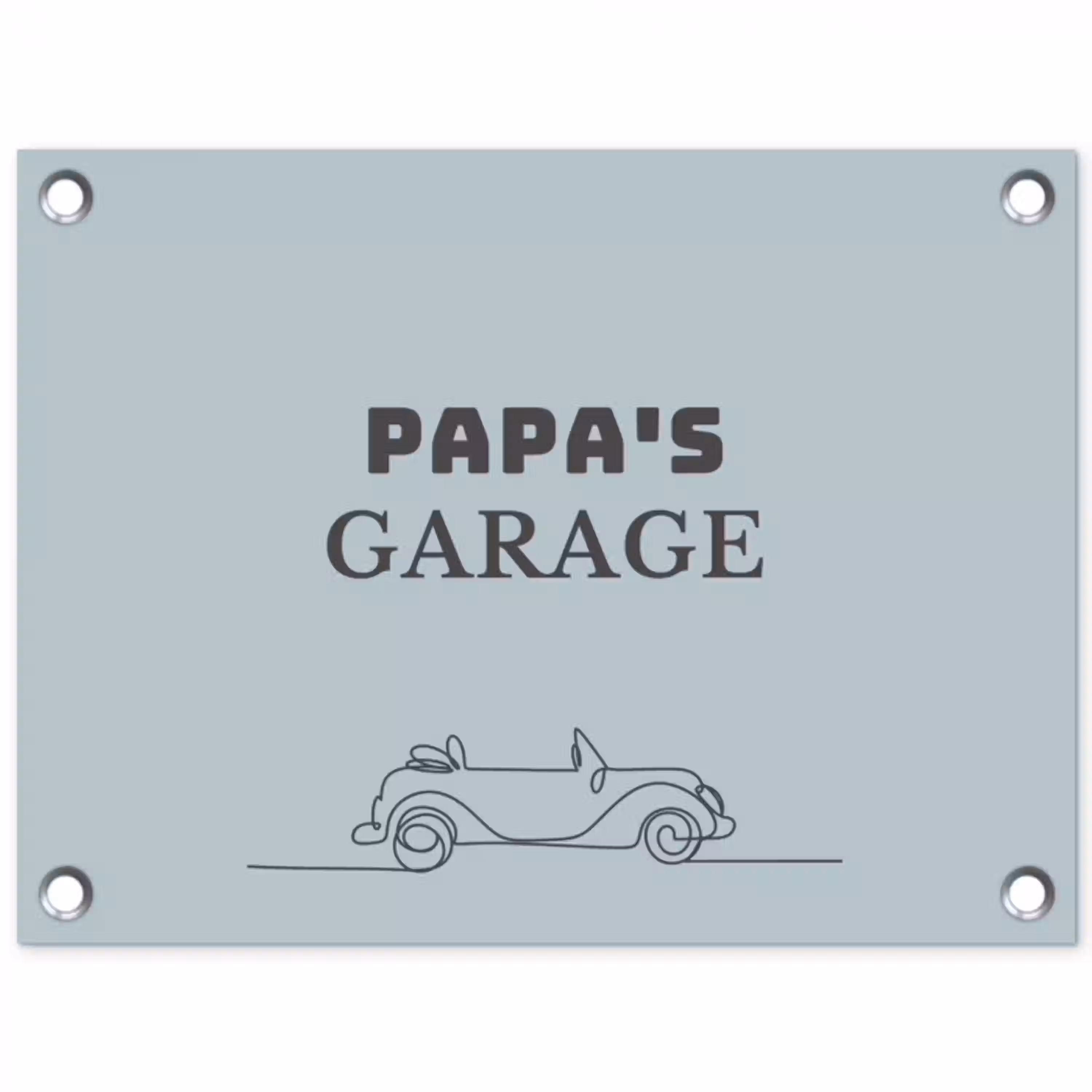 Papa's Garage met auto tuinposter los doek klein -3d
