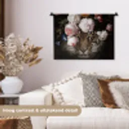 Bloemen - Jan Davidsz de Heem - Tijger - Schilderij - Stilleven - Oude meesters Wandkleed katoen klein -sfeer1