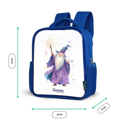 Oude tovenaar met staf Kinderrugzak - Blauw middel -productfoto_formaten