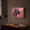 Luipaard - Bloemen - Roze Light Box met batterij (Wandlamp) middel -sfeer1