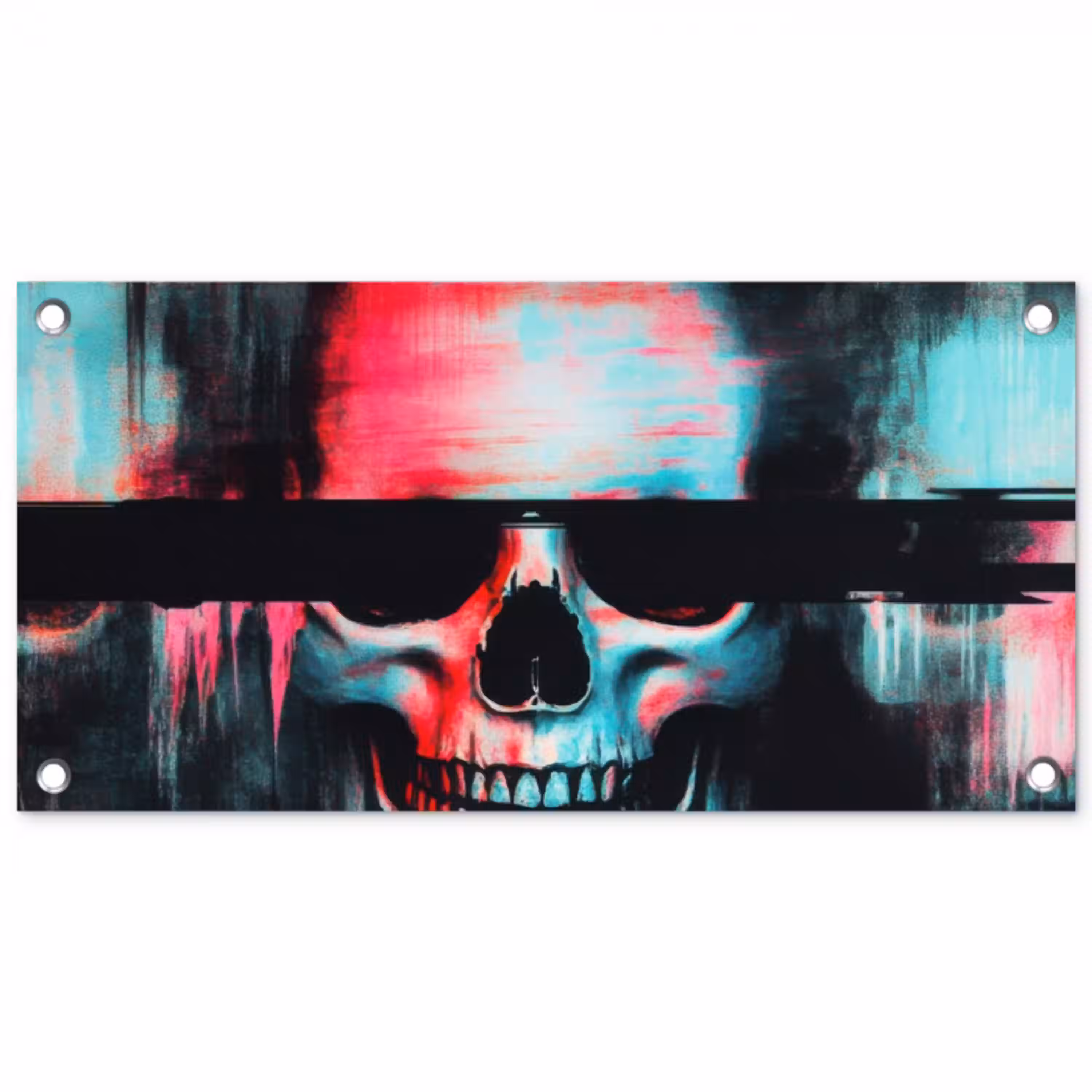 Schedels - Glitch - Cyberpunk tuinposter los doek klein -3d
