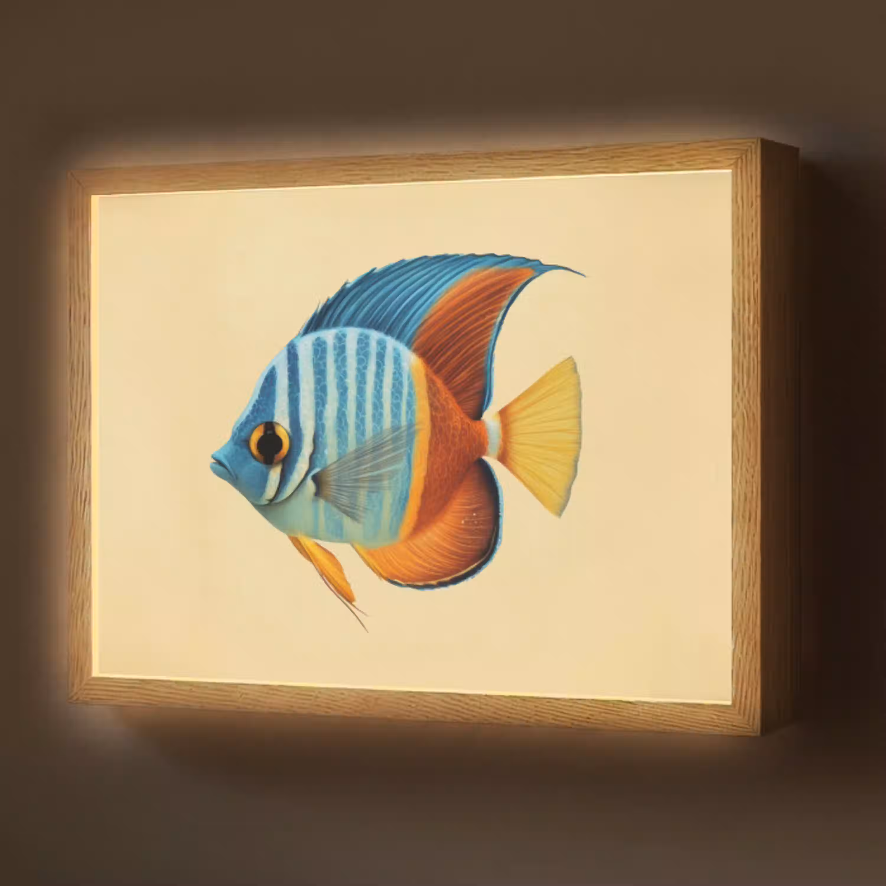 Vis - Vinnen - Blauw - Ogen Light Box met batterij (Wandlamp) middel -z3d_website