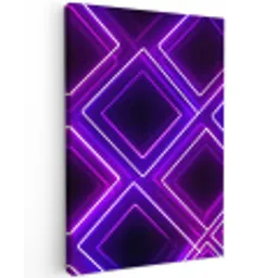 Gaming - Ruiten - Neon - Paars Tuinposter op houten frame 2 cm dik middel -3d